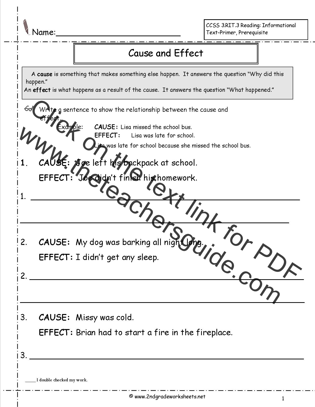 Worksheet Cause And Effect Worksheets 3rd Grade Worksheet Fun 