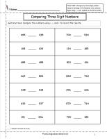 place value worksheets compare three digit numbers