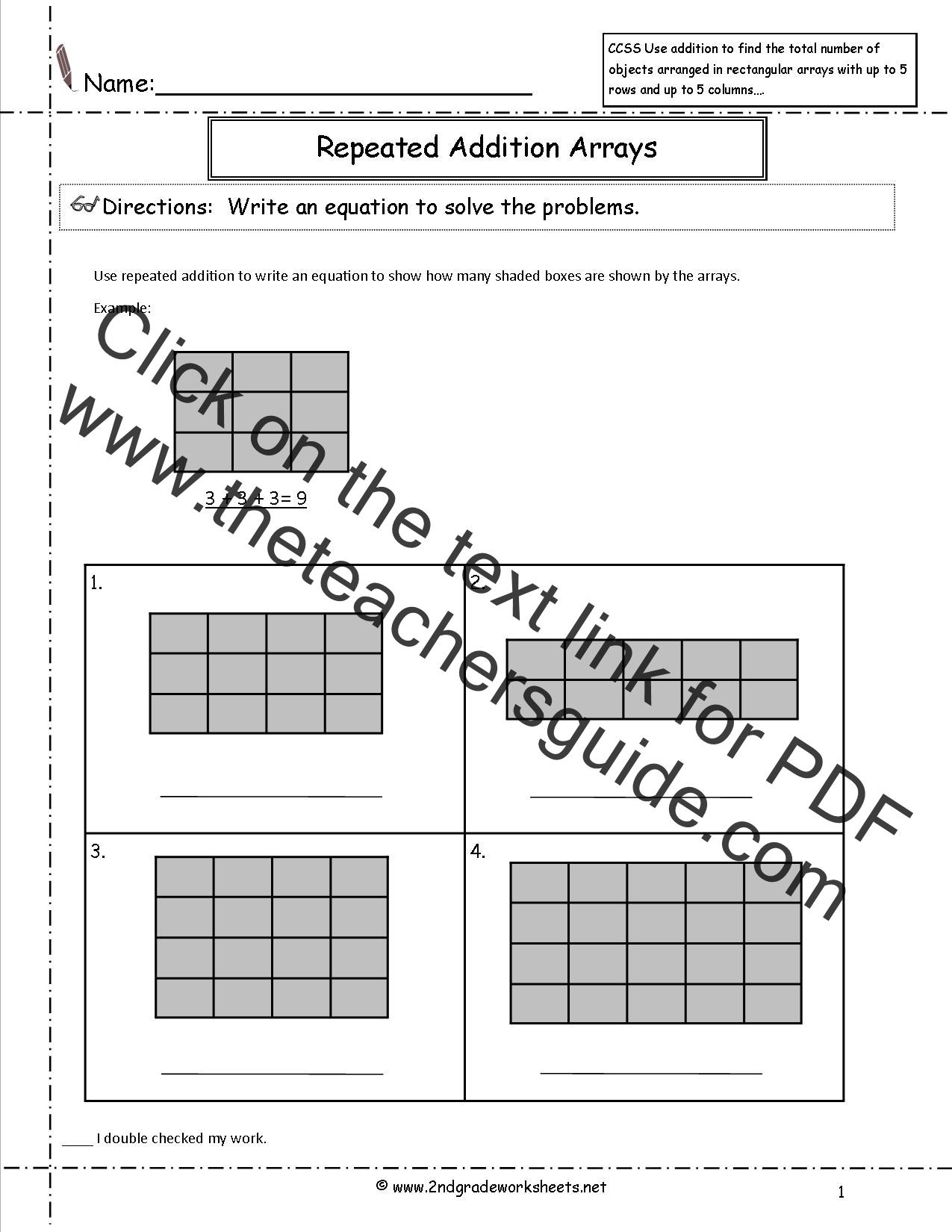 CCSS 2 OA 4 Worksheets