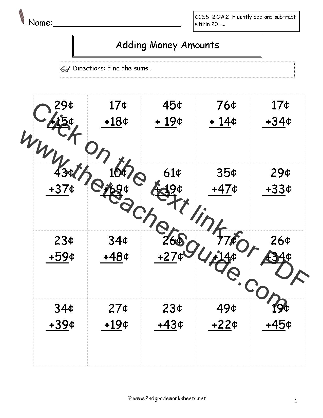 Counting Coins And Money Worksheets And Printouts