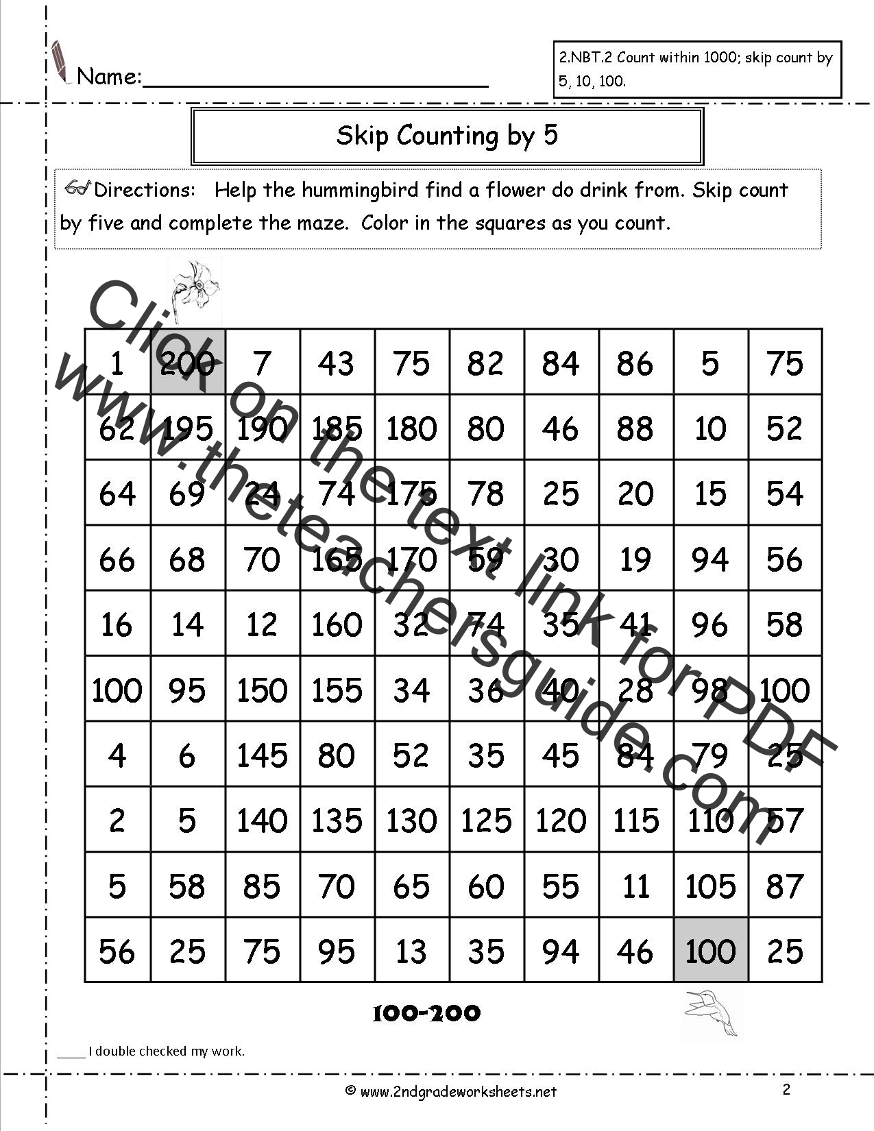 Free Skip Counting Worksheets