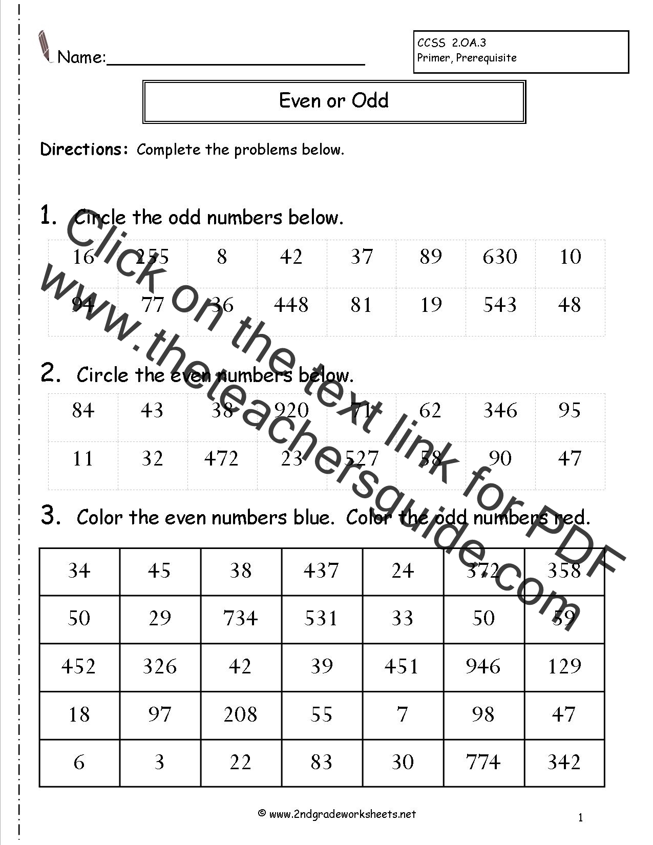 Even And Odd Numbers Worksheet