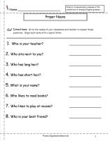 Common And Proper Noun Worksheet For Class 3 : Grade 2 Nouns Worksheets