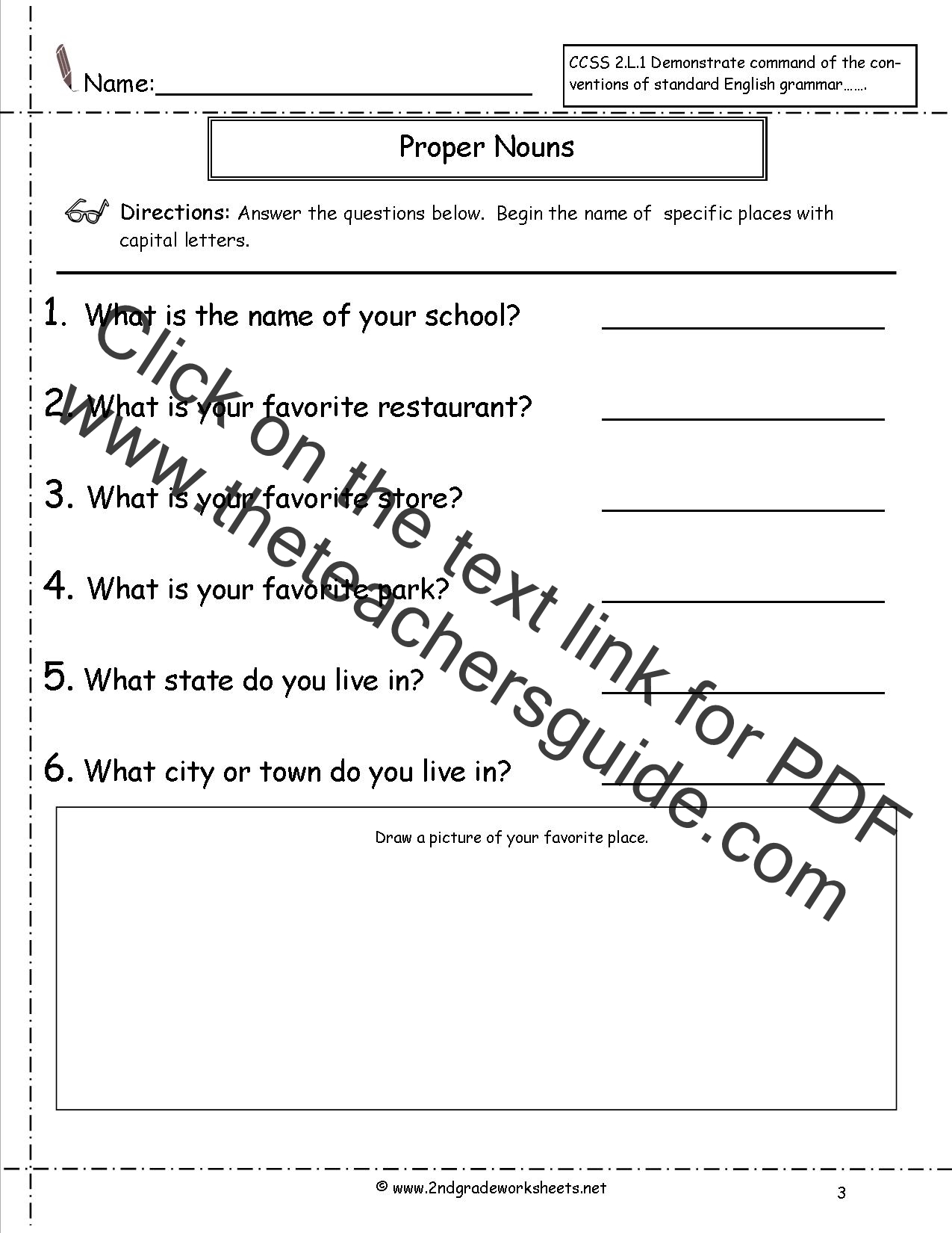 Common And Proper Nouns Worksheet