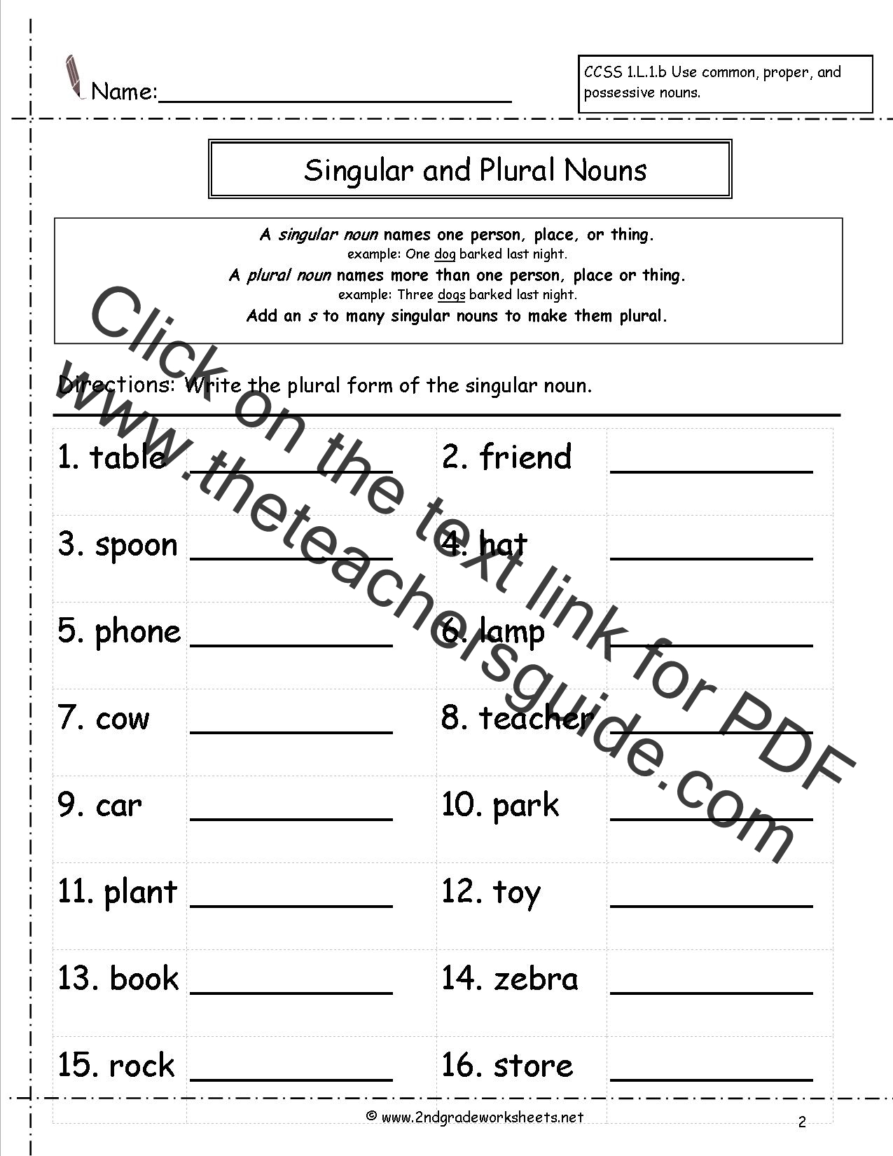 Singular And Plural Nouns Worksheets