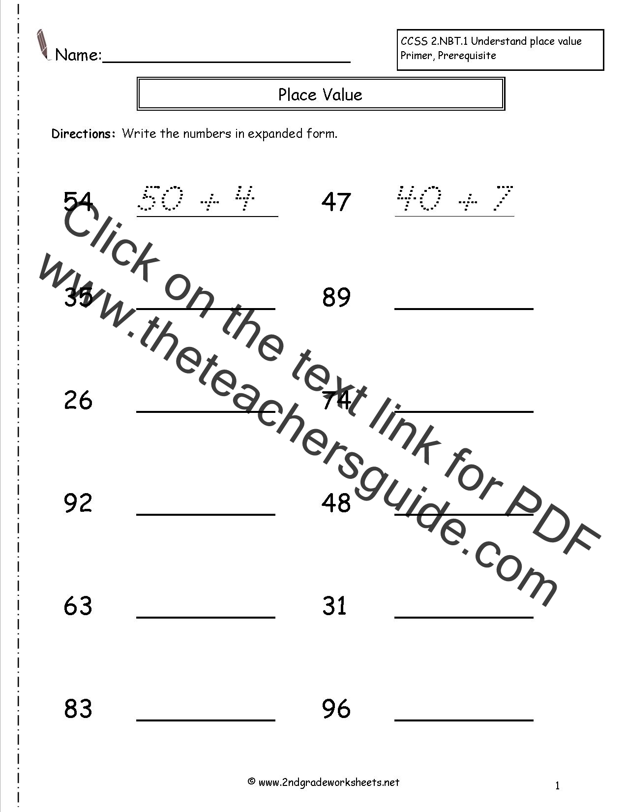 Common Core Math Expanded Form Worksheets - 2nd grade math common core