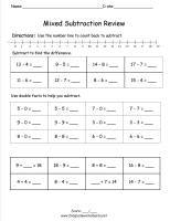 mixed subtraction review worksheet
