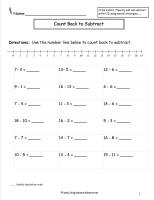numberline subtraction worksheet