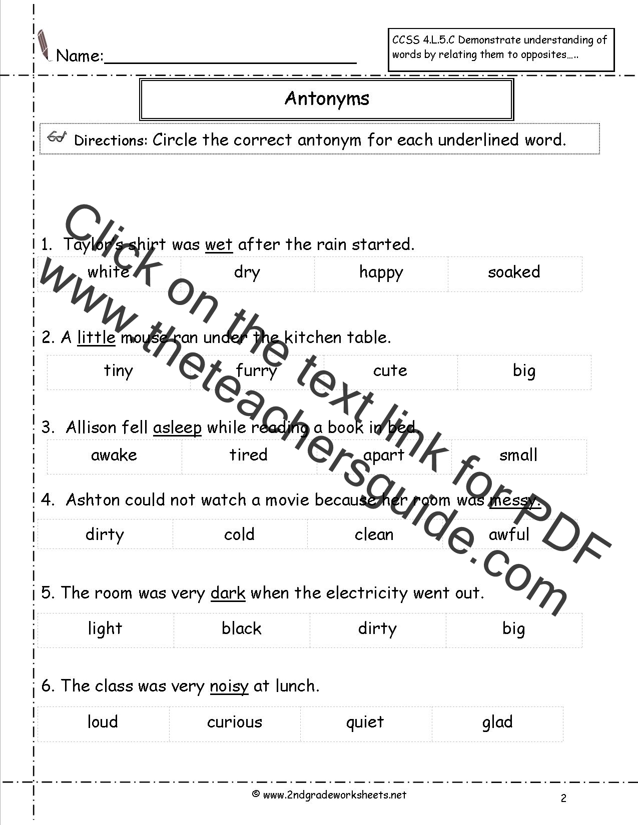 Synonyms And Antonyms Worksheets