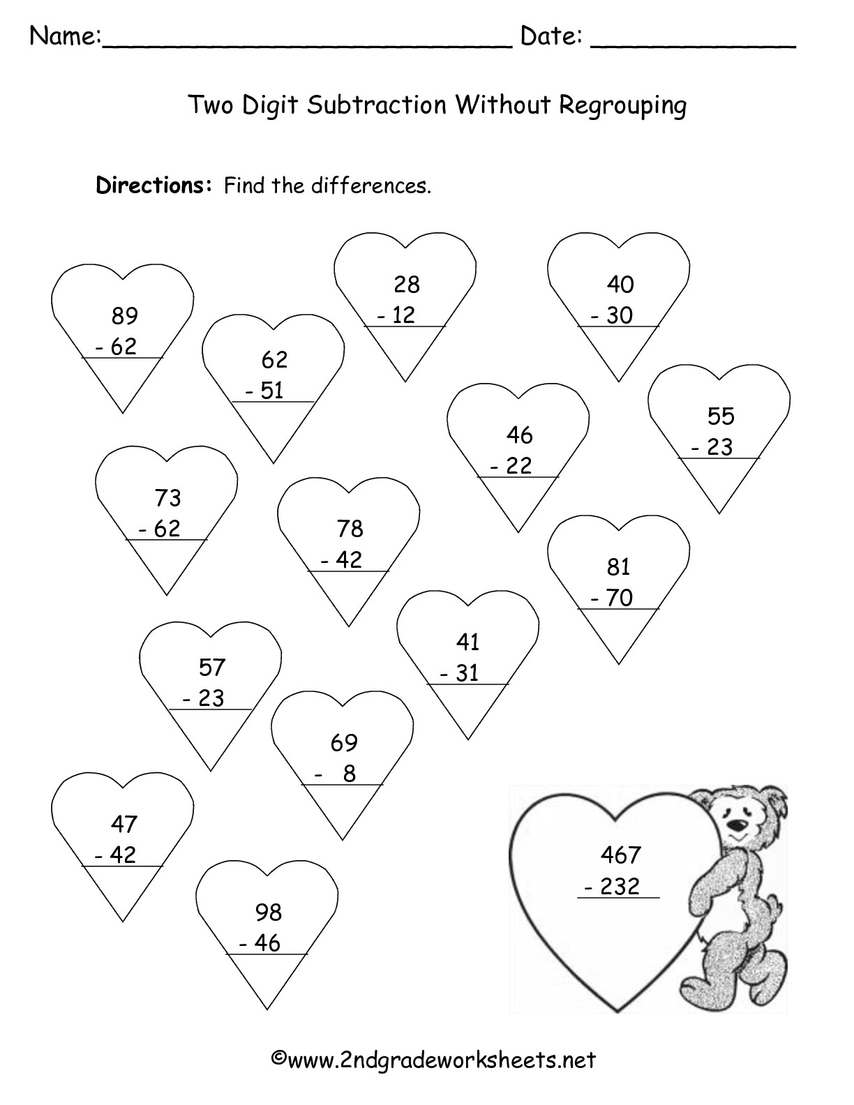 1st Grade Valentines Math Worksheets