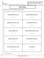 place value worksheets word form