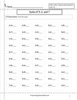 sums of five, six, and seven worksheet