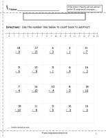 subtraction worksheet with numberline
