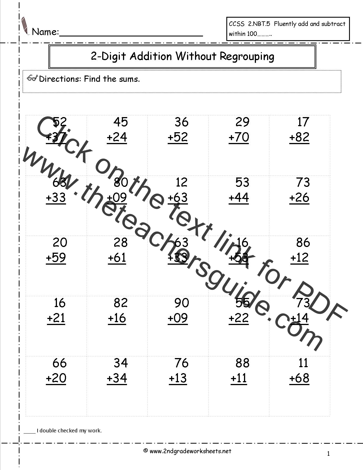 Two Digit Addition Worksheets