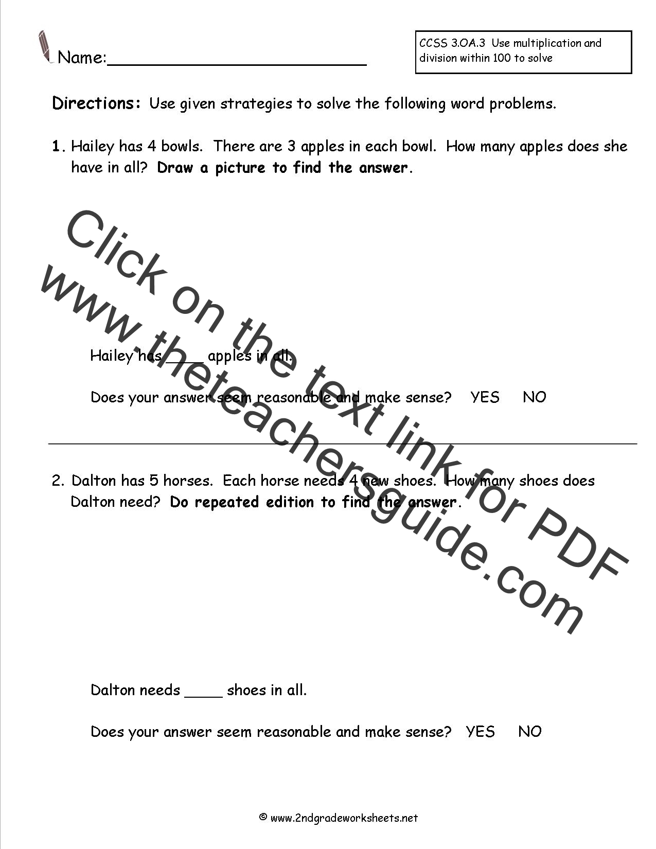 Word Problems Worksheets